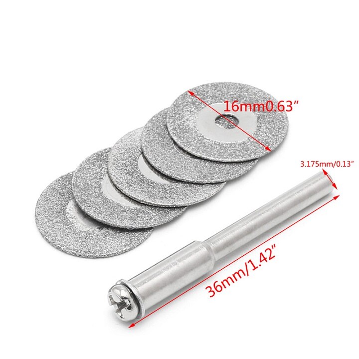 5pcs 50mm Diamonte Cutting Discs Drill Bit Shank For Rotary Tool Blade: 16mm