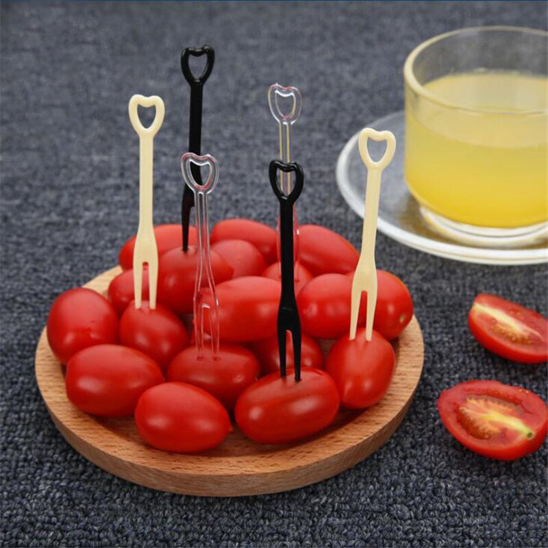 200 mini gennemsigtige transparente engangsgafler catering til hjemmet plast mad kage frugt gaffel
