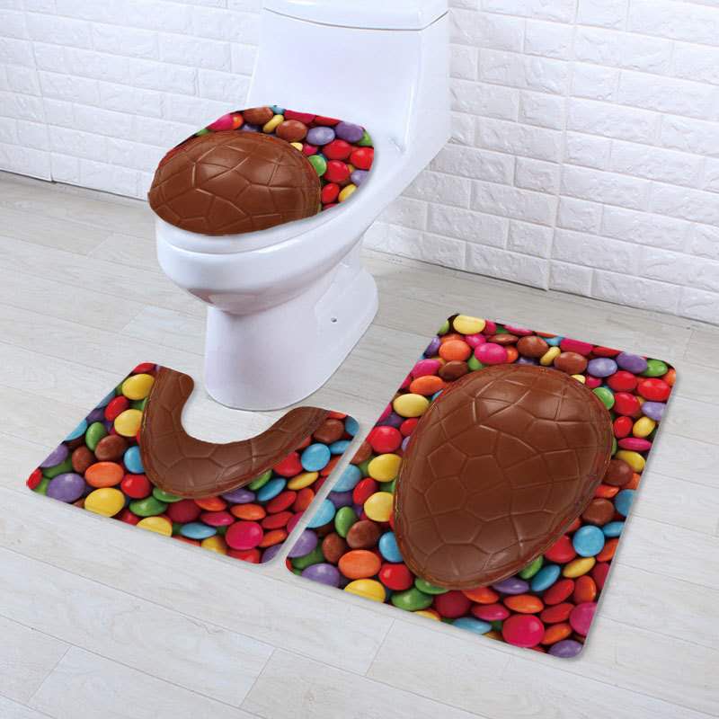 3 stk / sæt tredelt badeværelsesmåtte sæt skridsikker absorberende tæppegulvmåtte superblød toiletpude: Nummer 4