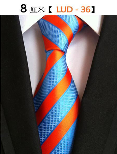 Ricnais – cravate en soie tissée Jacquard pour hommes, 8cm, rayée, costume d'affaires pour fête de mariage, tendance, 100%: 36