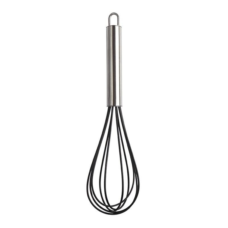 Silicone Whisk Stainless Steel Handle Egg Beater Kitchen Utensils for Blending Whisking Beating and Stirring Kitchen Egg Tools: Black