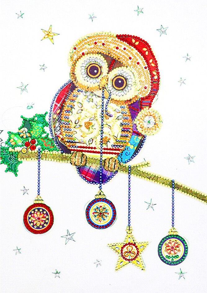 AZQSD spécial forme diamant peinture mosaïque animaux broderies diamant broderie hibou artisanat 24x34cm