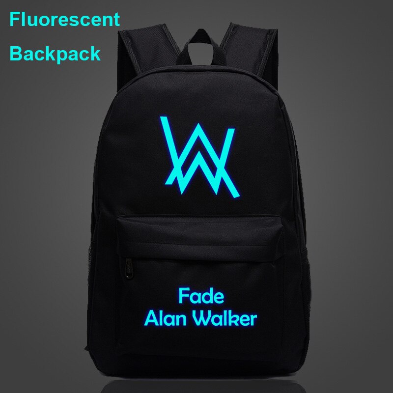 Mochila escolar fluorescente con dibujo de Alan Walker para niños y niñas, morral escolar para adolescentes,: 5322-01