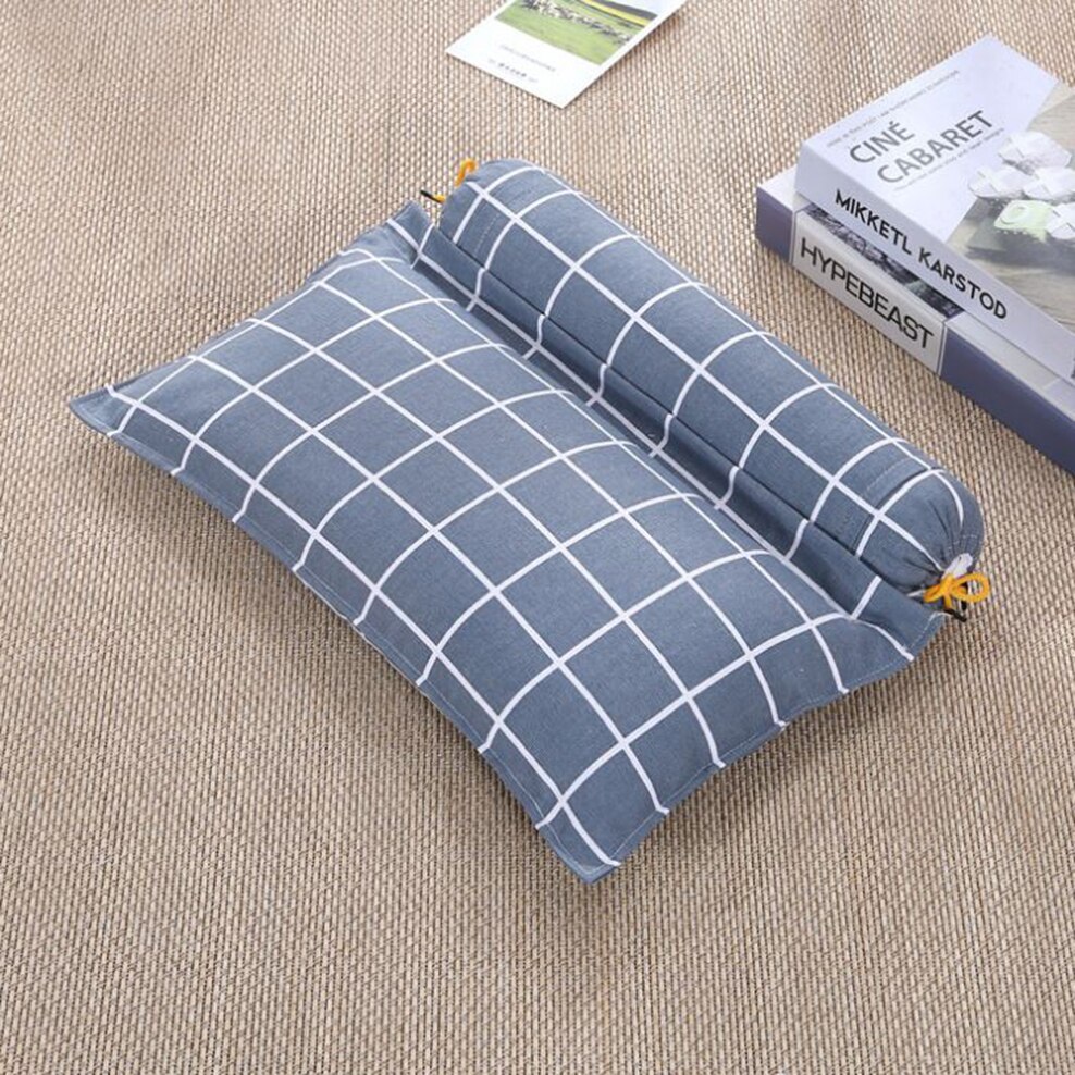Buckwheat Cervical Pillow 2 In 1 Combination Old Coarse Cloth Buckwheat Pillow Orthopedic Recommendation Healthy Neck Pillow: Gray grid