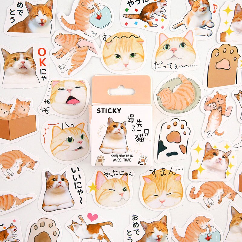 45Pcs/set Lovely Cat Pet Animal Stickers Decorative Sticker Diary Stationery Album Sticker Flakes Scrapbooking: 406
