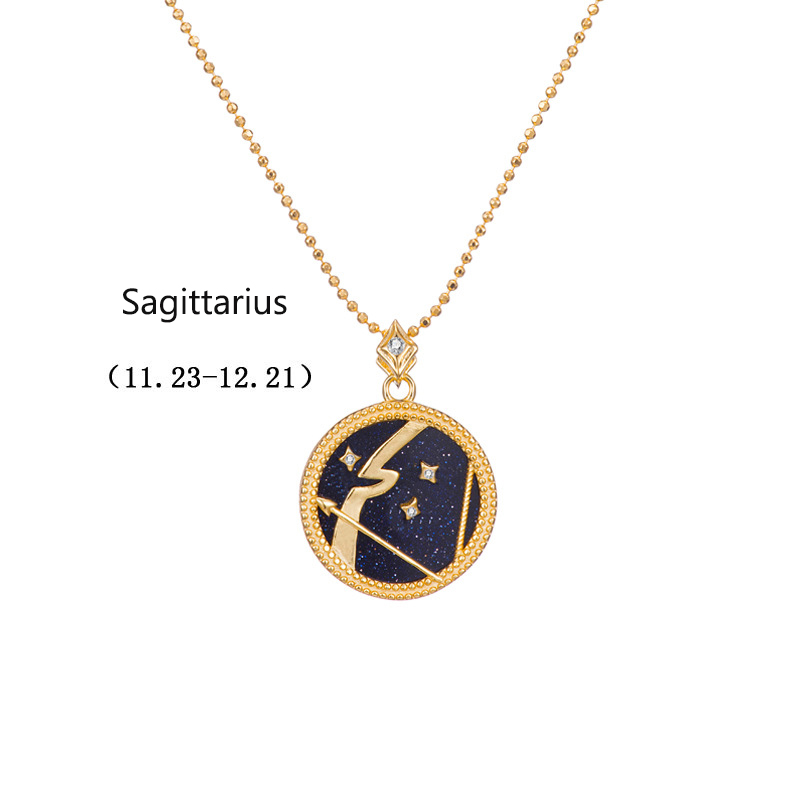 925 Sterling Zilveren Bal Kraal Ketting 12 Zodiac Constellation Horoscoop Medaillon Ketting Verjaardag Ster Teken Valentijnsdag: Sagittarius