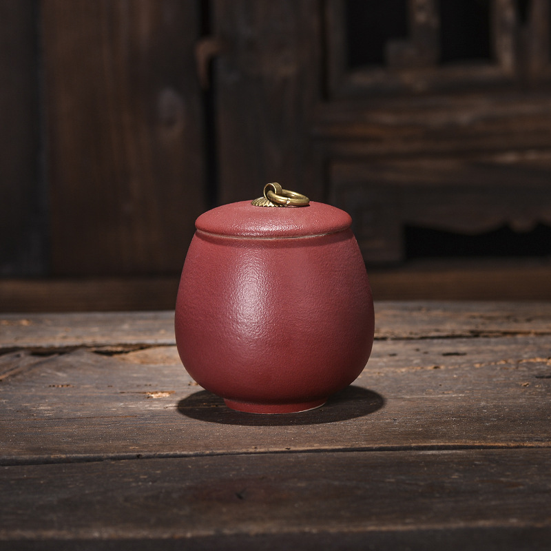 Słoik na herbatę ceramiczny, do kawy, do żywności, szczelny, do gospodarstwa domowego, odporny na wilgoć, do przechowywania, przenośne pudełko podróżne, pojemnik do przechowywania, do domu: Czerwony