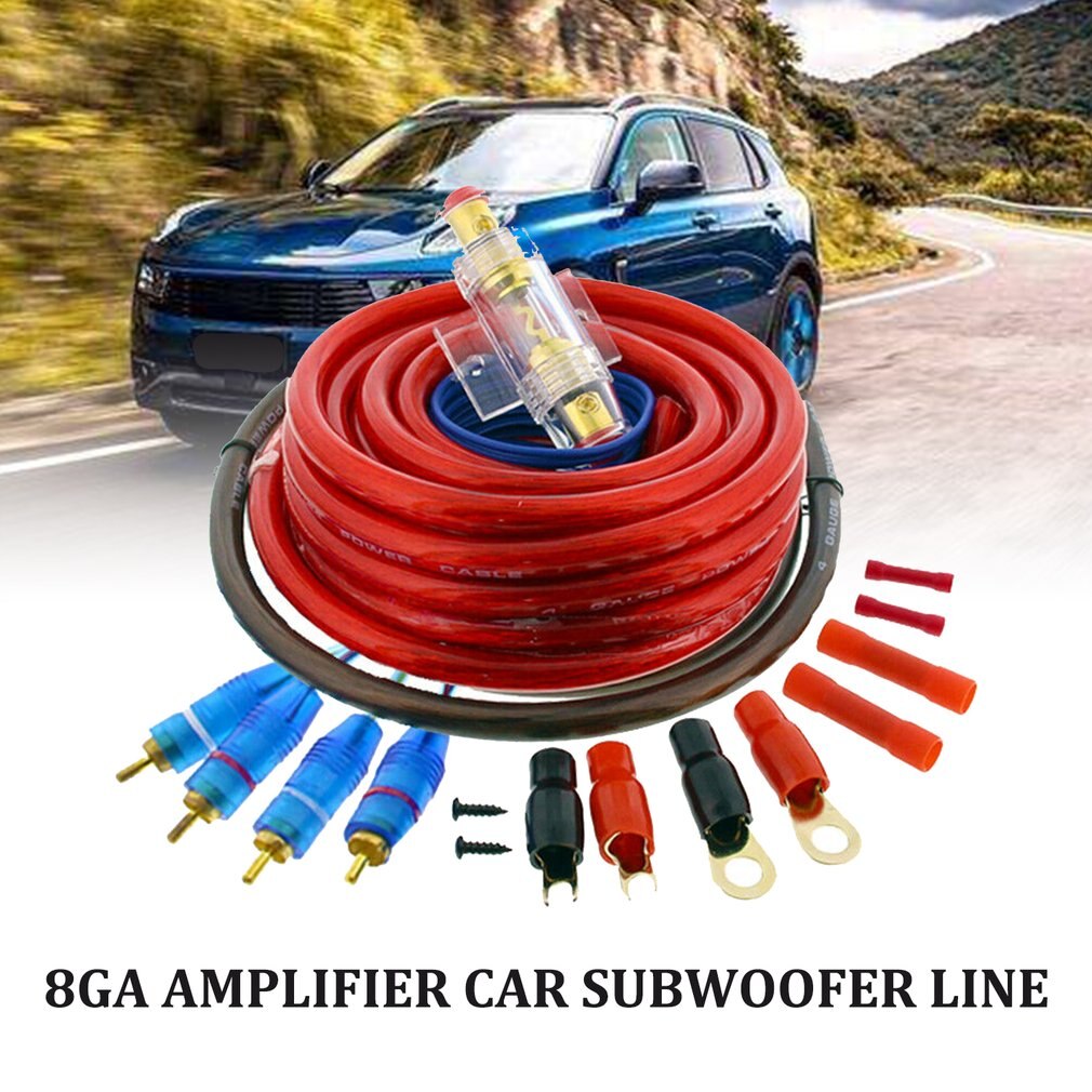 Awg 8 Cable amplificador de potencia Cable de altavoz de graves Set de Cable Kit HiFi para coche Cable de altavoz de graves accesorios de coche