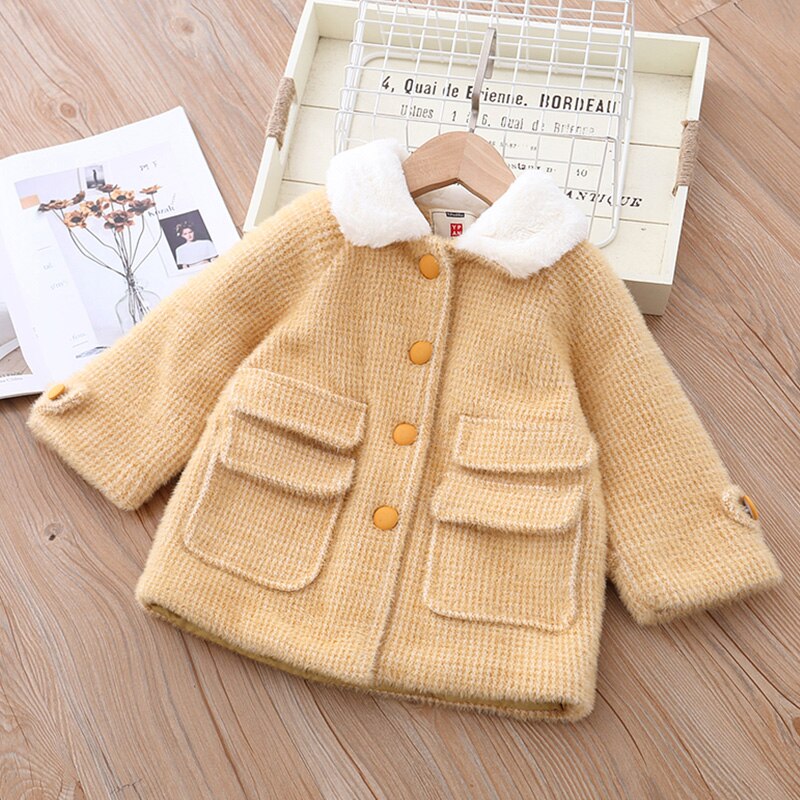 2 to 10 jaar meisjes wollen jas dikke warme winterjassen gele kinderkleding wollen jas dames kinderen overjassen