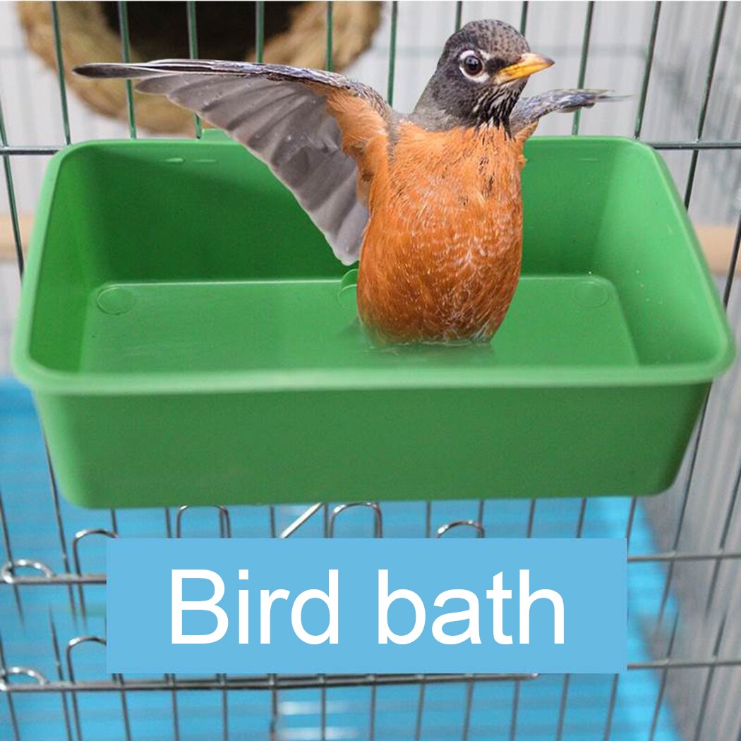 Plastic Bird Bath Tub Parrot Shower Bathtub Bird Food Bowl for Cage Bird Feeders Small Bird Parrot Cage Bird Toys