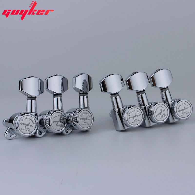 1 sæt guyker chrome locking guitar machine heads tuners gear ratio 1:18 made in korea: 3 r 3l