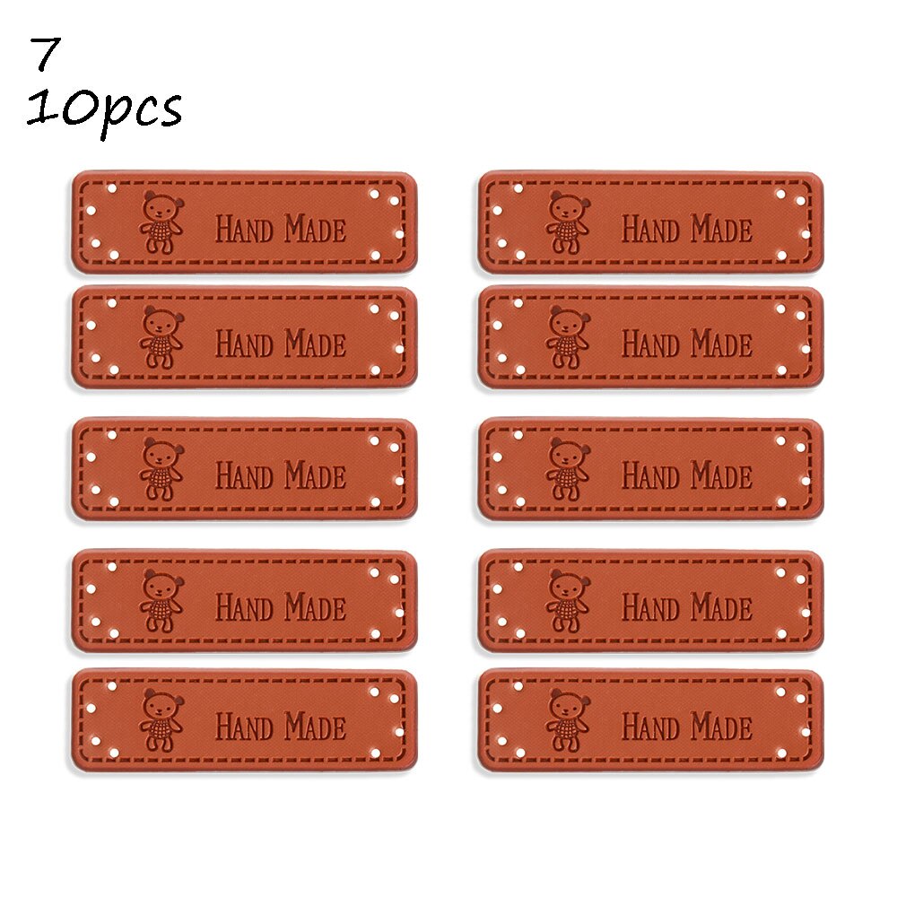 10 stuks retro synthetisch pu leren label diy handgemaakte naailabels leren patch benodigdheden voor kleding naaiaccessoires: 7