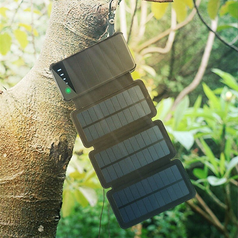 Outdoor Portable Folding Foldable Waterproof Solar Panel Charger Mobile Power Bank 10000mAh Dual USB Port for Cellphone Battery