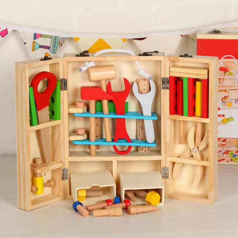 Kids Diy Tool Set Kit Educatief Speelgoed Simulatie Reparatie Tools Speelgoed Houten Spel Leren Techniek Puzzel Speelgoed Voor Kinderen