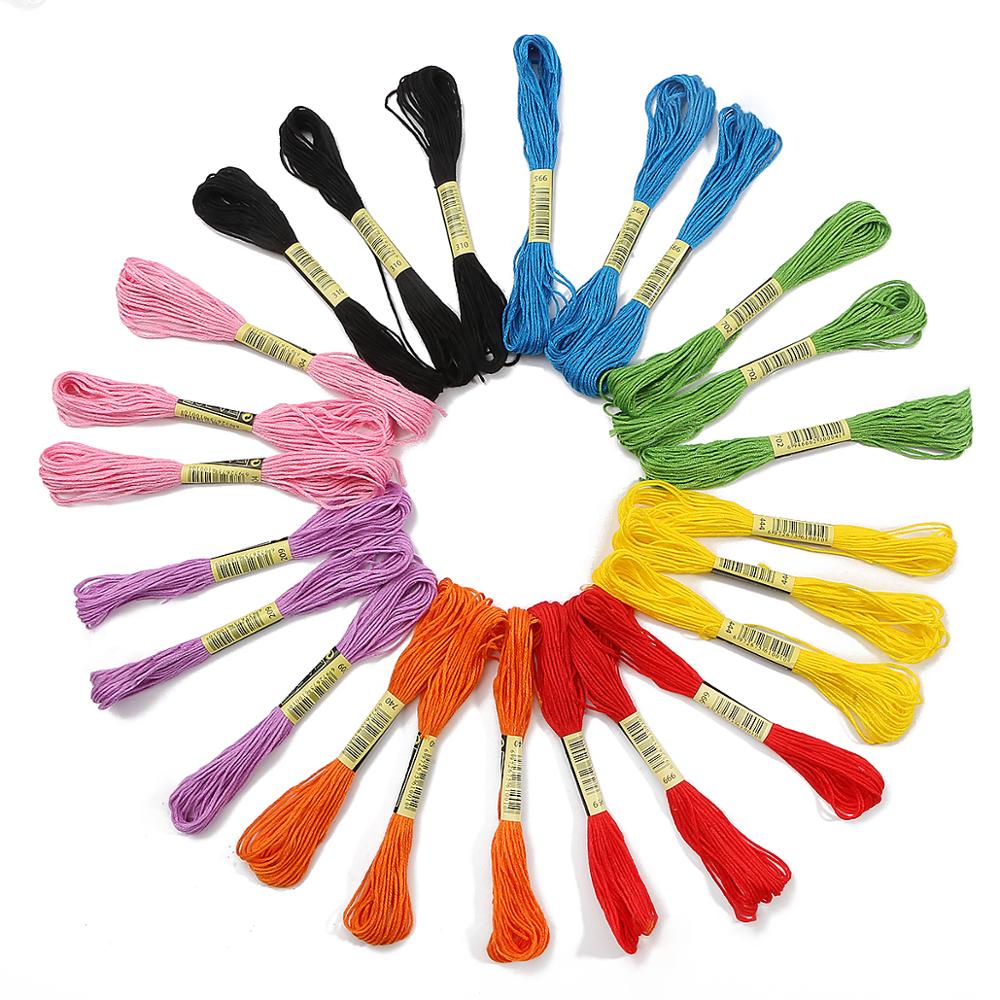 50pcs/lot Mix Colors Cross Stitch Floss Threads Cotton Embroidery Thread Sewing Skeins Kit Craft DIY Sewing Tools