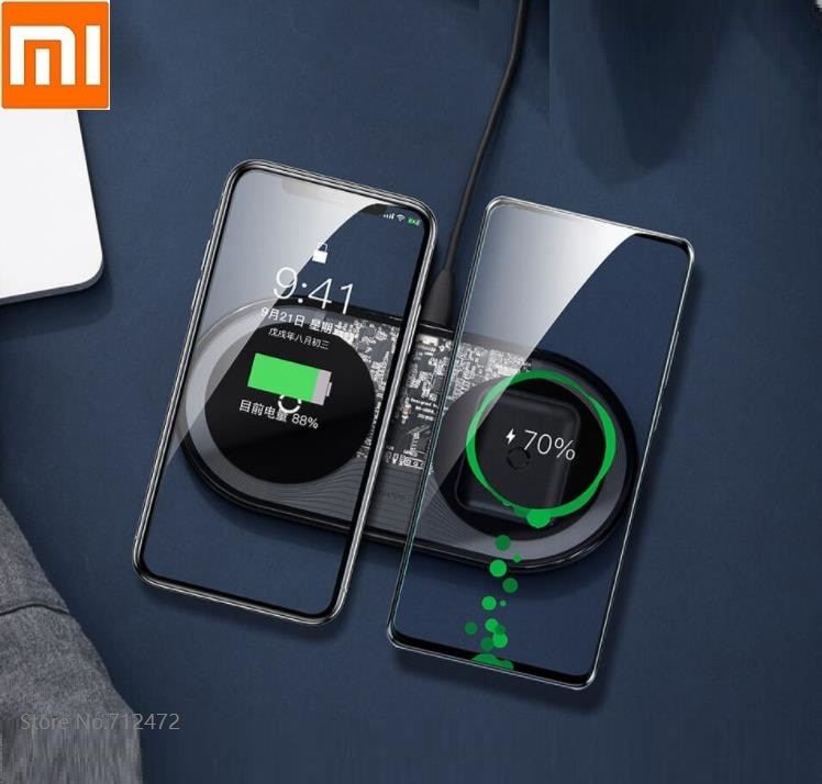 Xiaomi wireless charger 15W Dual device Fast charge Intelligent protection Dual Wireless Charger for Smart mobile phone headset