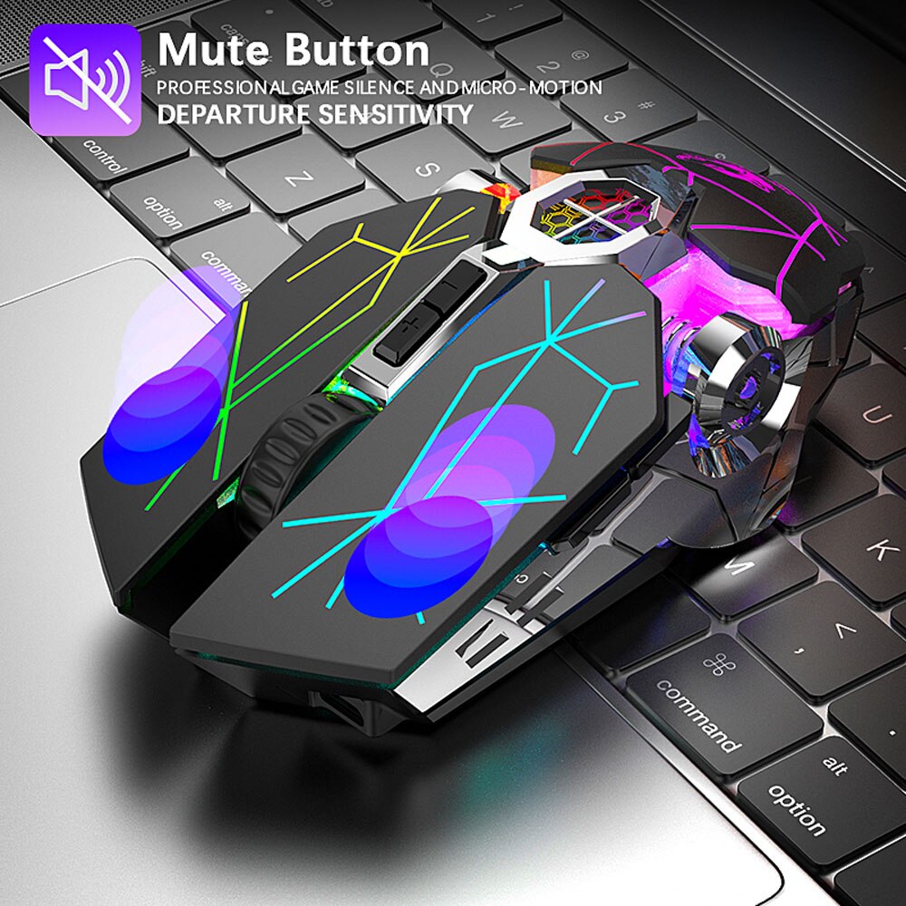 1pc Wireless Mouse 2400 PDI Bluetooth Mouse 6Buttons USB Receiver Rechargeable Silent Gaming Mouse for PC Laptop