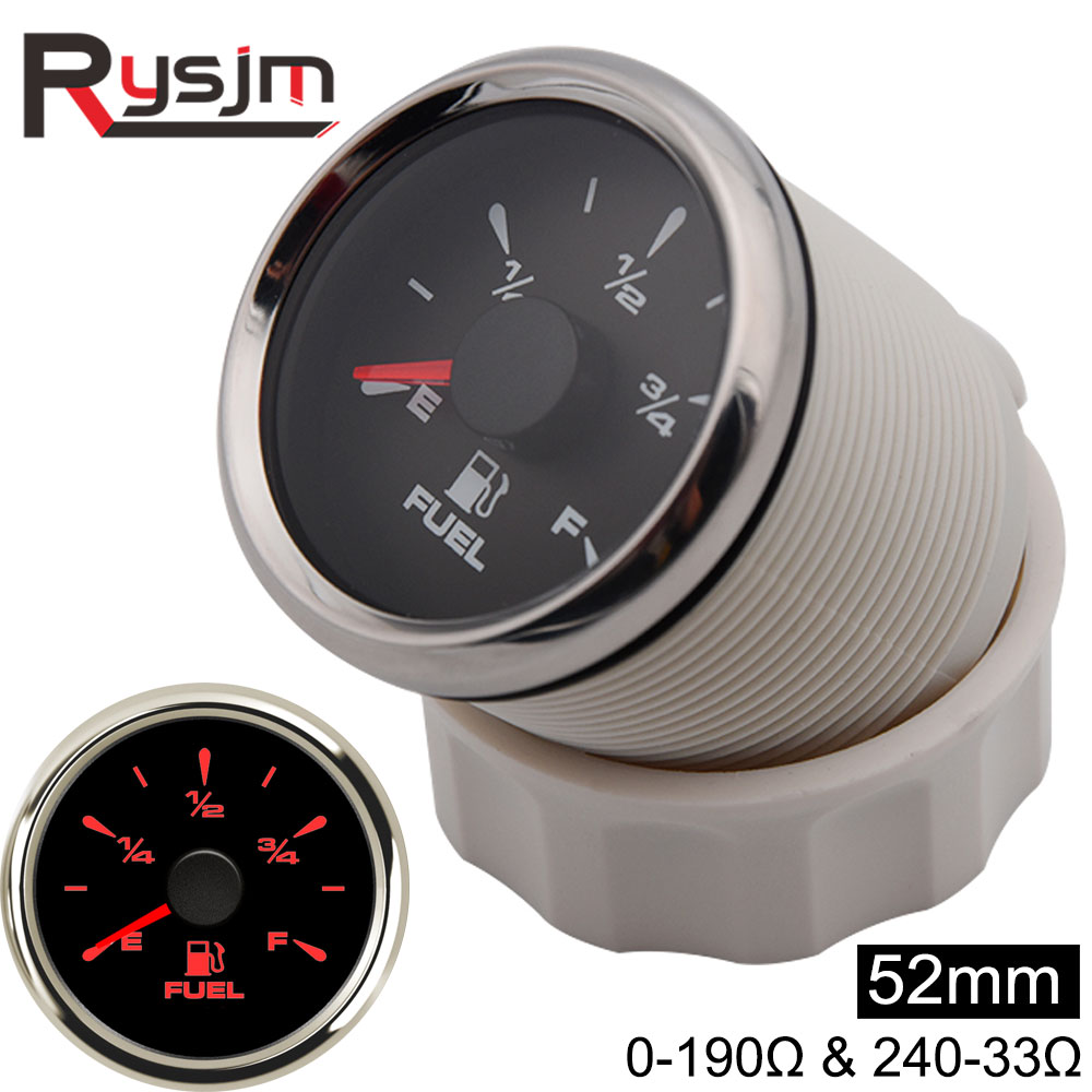 52mm auto motorcykel brændstof niveaumålere 0-190 ohm &amp; 240-33 ohm brændstofniveaumålere 9-32v marine brændstofmålere niveausensor senderenhed