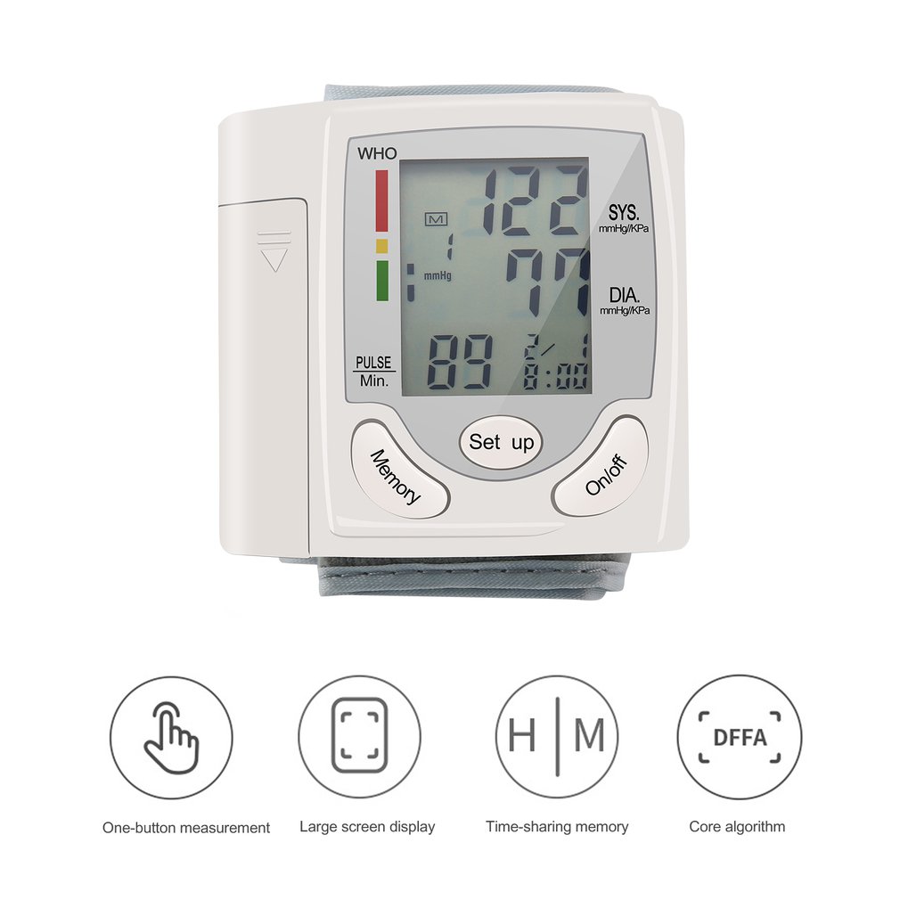 Bloeddrukmeter Automatische Digitale Lcd Display Pols Monitor Heart Beat Rate Pulse Meter Meet Automatische Tonometer