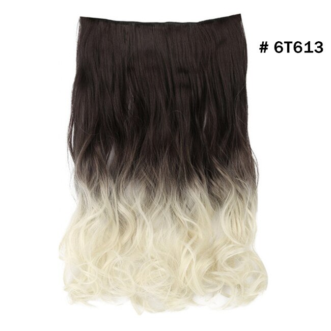 Synthetic Ombre Long Clip In Hair Extensions Wavy High Temperature Hairpiece 25 Colors Available 888: 6T613