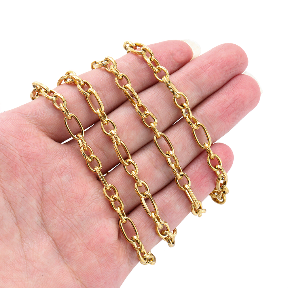 Edelstahl 1 Meter Ketten Kabel Stil Gold Ketten DIY für Halskette Armbinde Fußkettchen Schmuck Herstellung Komponenten