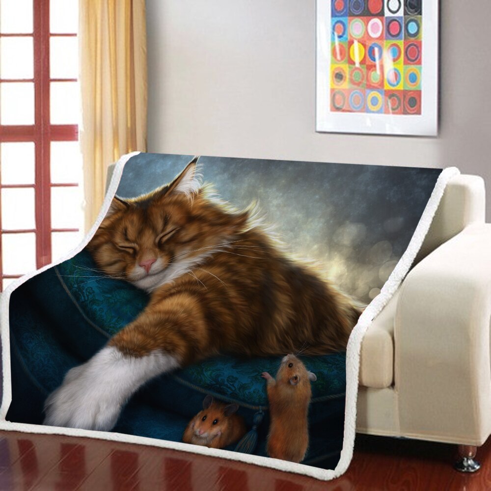 Zwierzęta kot rzut narzuta na łóżko Sofa zwierząt pluszowe Sherpa koc Pet narzuty tkanina Sherpa, polar drukuj cienka kołdra Dropshipping: color-2 / 150x200cm