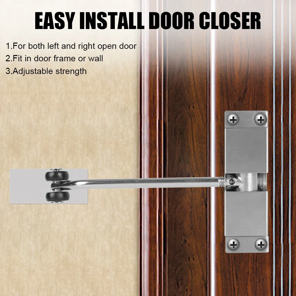Durable Furniture Door Hardware Automatic Spring Door Closer Adjustable Stainless Steel Door Closing Device Security Lock