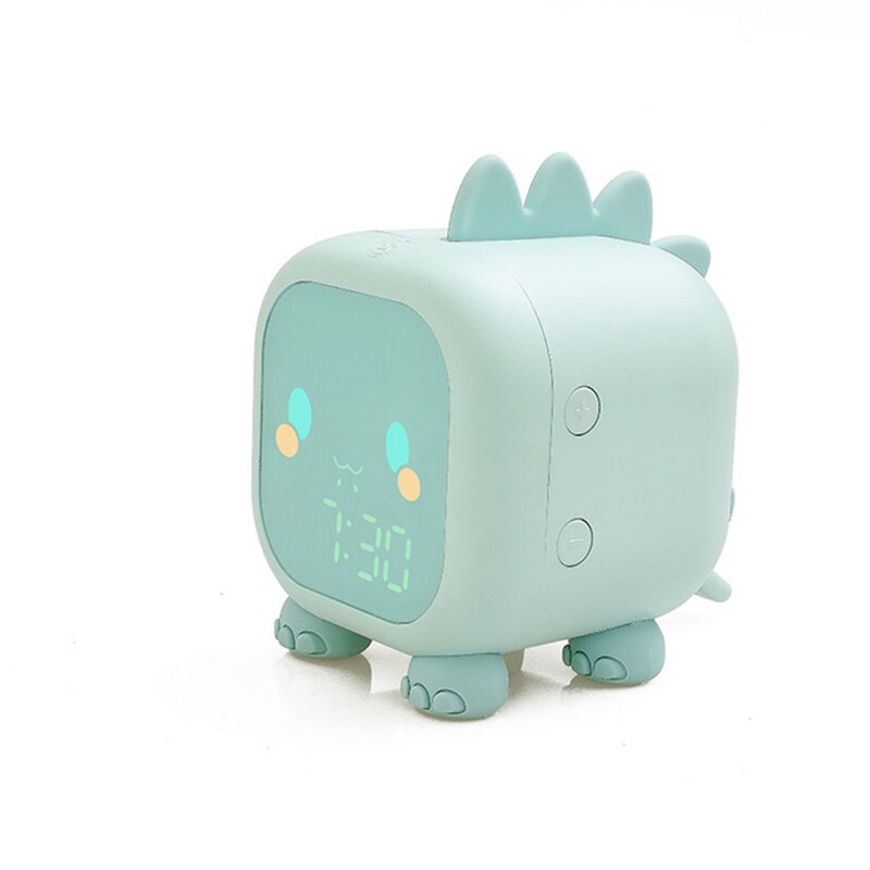 Digital Alarm Clock Kids for Bedroom with Temperature Alarm System Led Cartoon Alarm Clock Voice Control Digital Voice Time: LIGHT GREEN