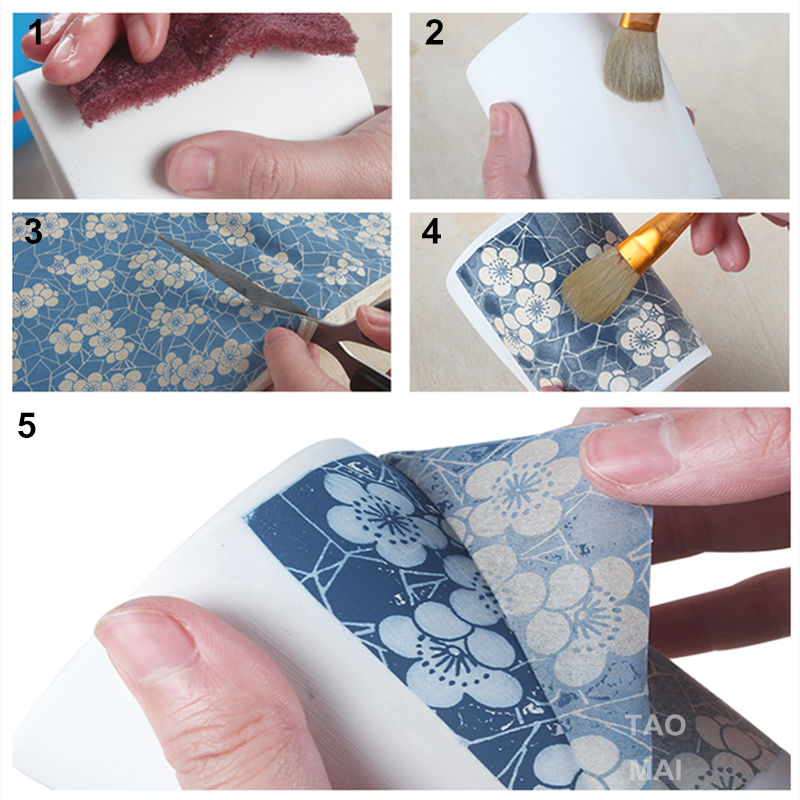 Papel de flores de colores para decoración de cerámica, papel de transferencia de alta temperatura para cerámica polimérica, DIY, 1 ud.