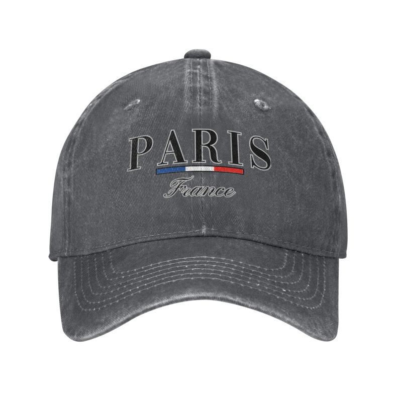 Tilpasset punk bomull paris frankrike grafisk baseballcaps menn kvinner justerbar pappahatt sport: Mørkegrå