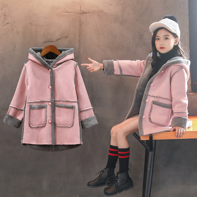 neue Herbst Winter Wolle Mantel Rosa verrotten Warme Lange Jacke Für freundlicher Mantel Mädchen Wolle Mantel Windbreaker