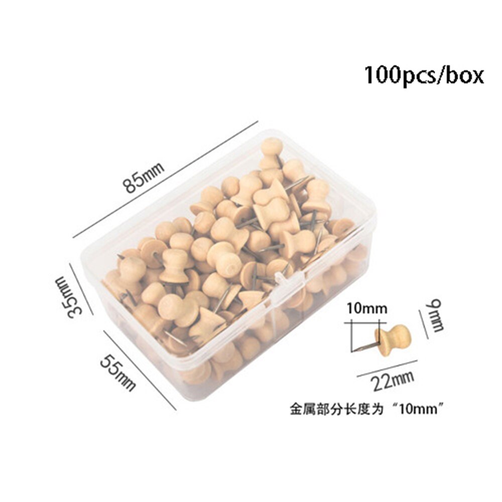 18/50/60/100 Pcs Wooden Thumbtack Board Pins Push Drawing Photo Wall Cork Studs Painting Tool Pushpin Office School Supplies: style1