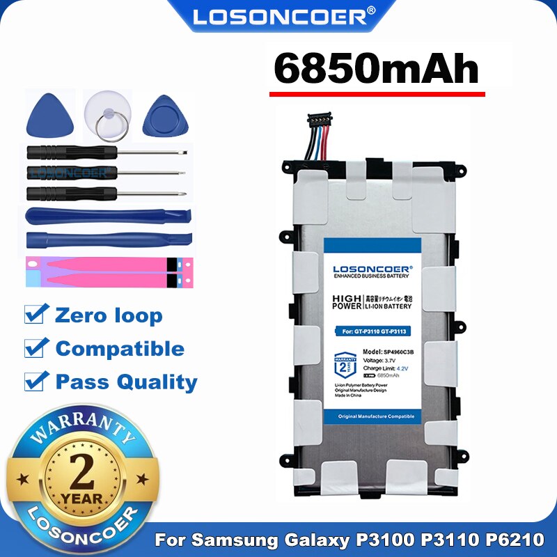 100% Originele Losoncoer 6850 Mah SP4960C3B Batterij Voor Samsung Galaxy Tab 2 7.0 GT-P3110 GT-P3113 P3100 P3110 P6200 P3113 P6210