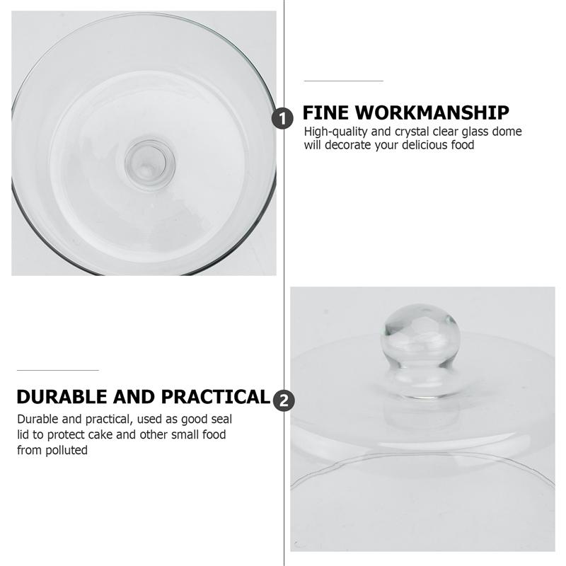Transparent Glass Dome Food Cover Dust-Proof Cake Snack Dessert Cover Durable Protective Cover Kitchen Tools