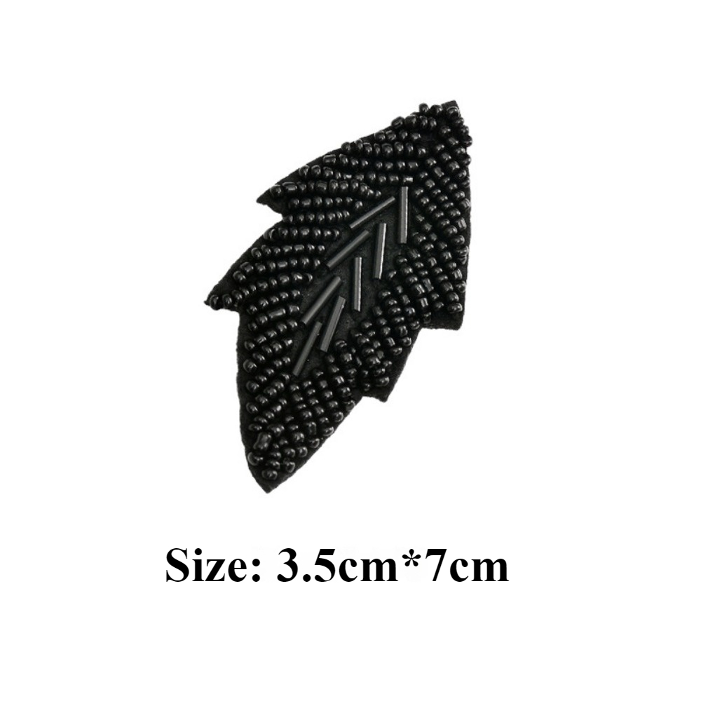 Cuentas hechas a mano, cuentas simples negras, tubo, flores, hojas, estrella, pegatina de tela pequeña, ropa, pantalones, decoración, parche con agujero: Níquel negro