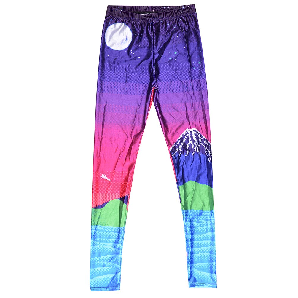 JIGERJOGER Galaxy purple Night mountain Moon color digital printing Leggings Running Joggings Trousers Quick-dry GYM Pants: S