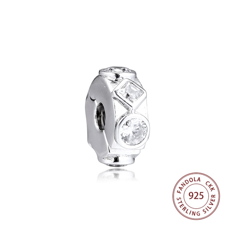 Dijes de Clip de formas de plata geométrica 925 auténtica se adapta a cuentas de pulsera originales para hacer joyas, perlas de berloques