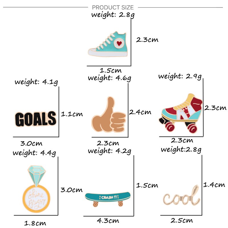 -Trend Schmuck broschen Stift Skateboard Rollschuhe Finger Kreis Kühlen Gold Denim Hemd Karikatur Jungen Frauen Dekoration Party