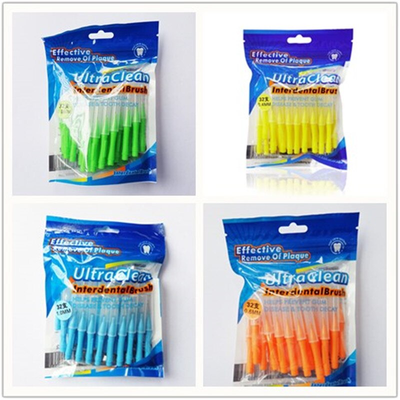 32 stk/sett interdentalbørste tannpirker tanntrådhode munn tannhygiene børste tannrengjøringsverktøy