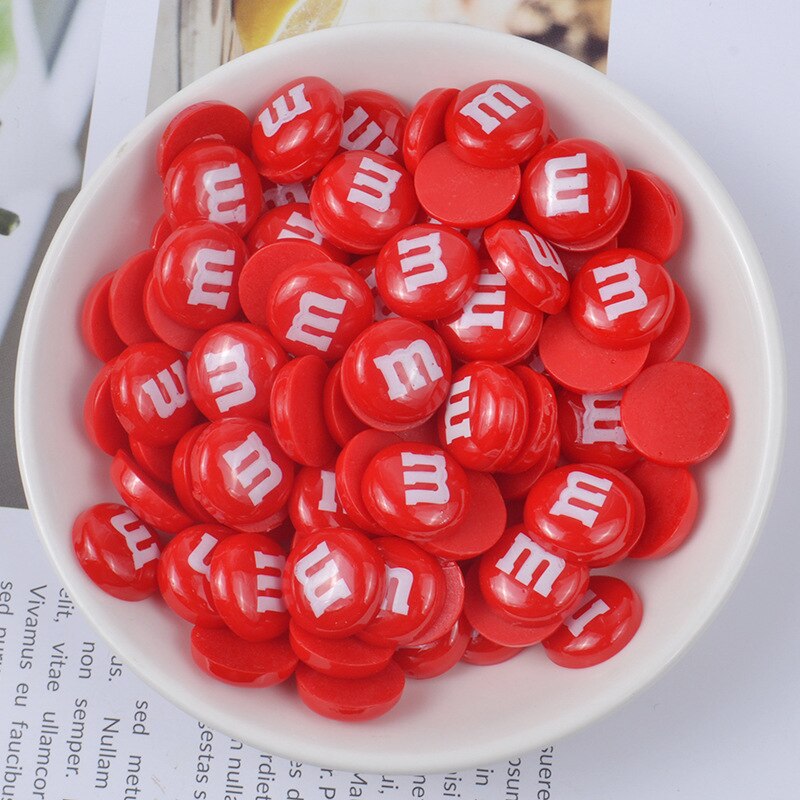 20Pcs Slime Simulatie Hars M Bean Kleur Effen Chocolade Bean Diy Mobiele Telefoon Shell Patch Sieraden Accessoires Slime Filler: Rood