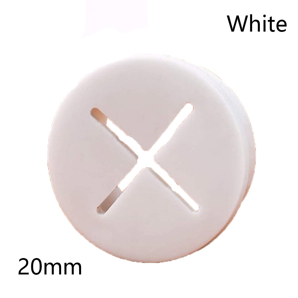 1PC 35/50mm Wire Hole Covers Grommet Computer Desk Cable Hole Cover Cap Plug Furniture Line Tidy Storage Holder Cable Fastener: 20mm White