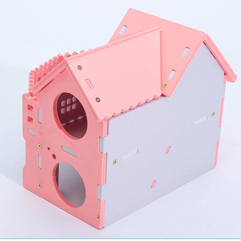 Leuke Mini Houten Hamster Huis Trap Chinchilla Cavia Nest Bed Voor Kleine Huisdieren Kleine Huisdieren Kooi Speelgoed