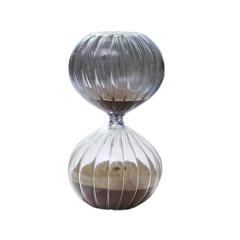 45 Minutes Hemispherical Stripes Hourglass Timer Time Management Tool Desk Decorative Clock Table Glass Sand Crafts