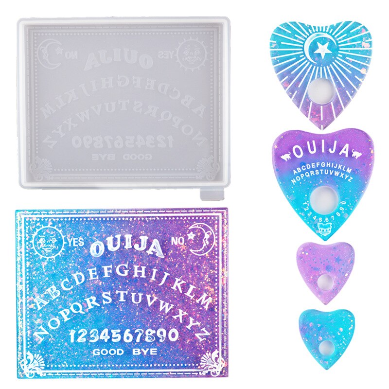 Neue DIY gotisch Ouija Herz Anhänger Silikon Harz Gießen Formen Keychain Halskette bilden Schmuck Machen Werkzeuge Kunst Handwerk