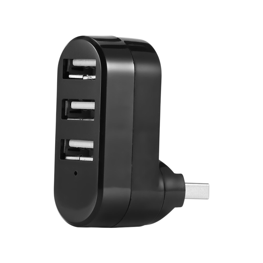 Cheapest 3 Ports Mini Usb Hub Rotatable High Speed USB HUB 2.0 USB Splitter Adapter For Notebook/Tablet Computer PC Peripherals: Black