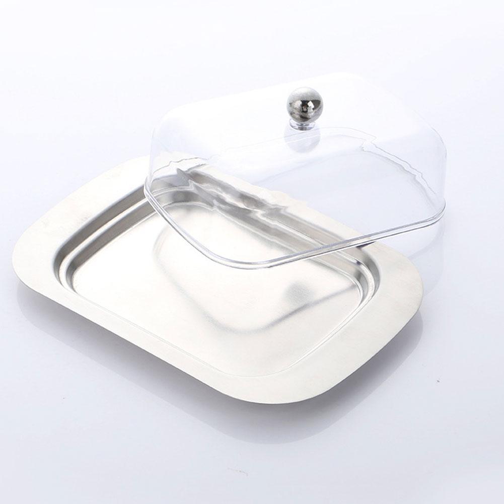 1pc Stainless Steel Butter Dish Box Container Cheese Server Storage Keeper Tray With Lid Kitchen Dinnerware