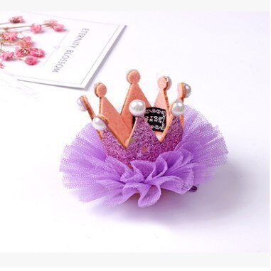 Lovely lace crown rose bear decorative accessories with hair clip pearl princess crown: purple