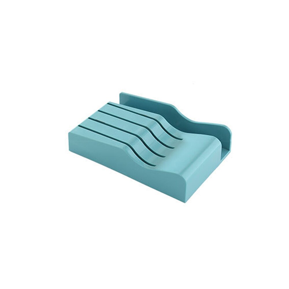 Knife Block Holder Plastic Cutlery Drawer Organizer Tray Knives Utensil Rack Universal Knife Stand Organizer Kitchen Storage: Blue