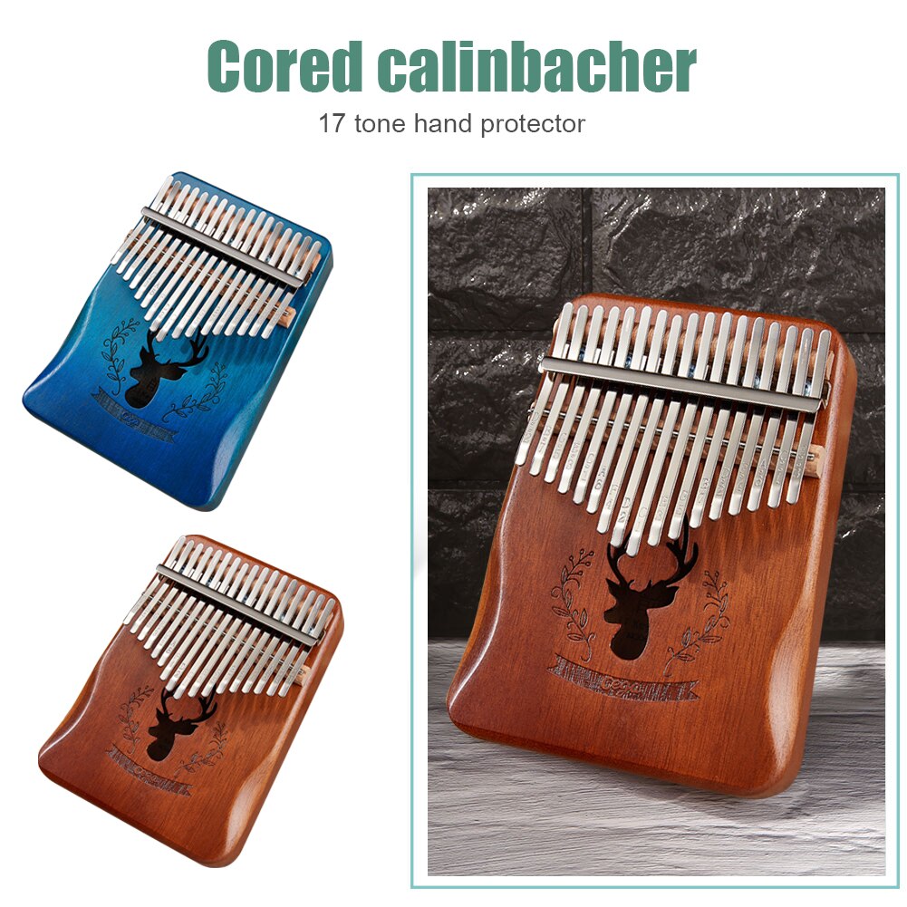 Kalimba de madera de Acacia, instrumento Musical ligero y portátil con de ciervo, Pulgar, dedo, Piano, 17 teclas