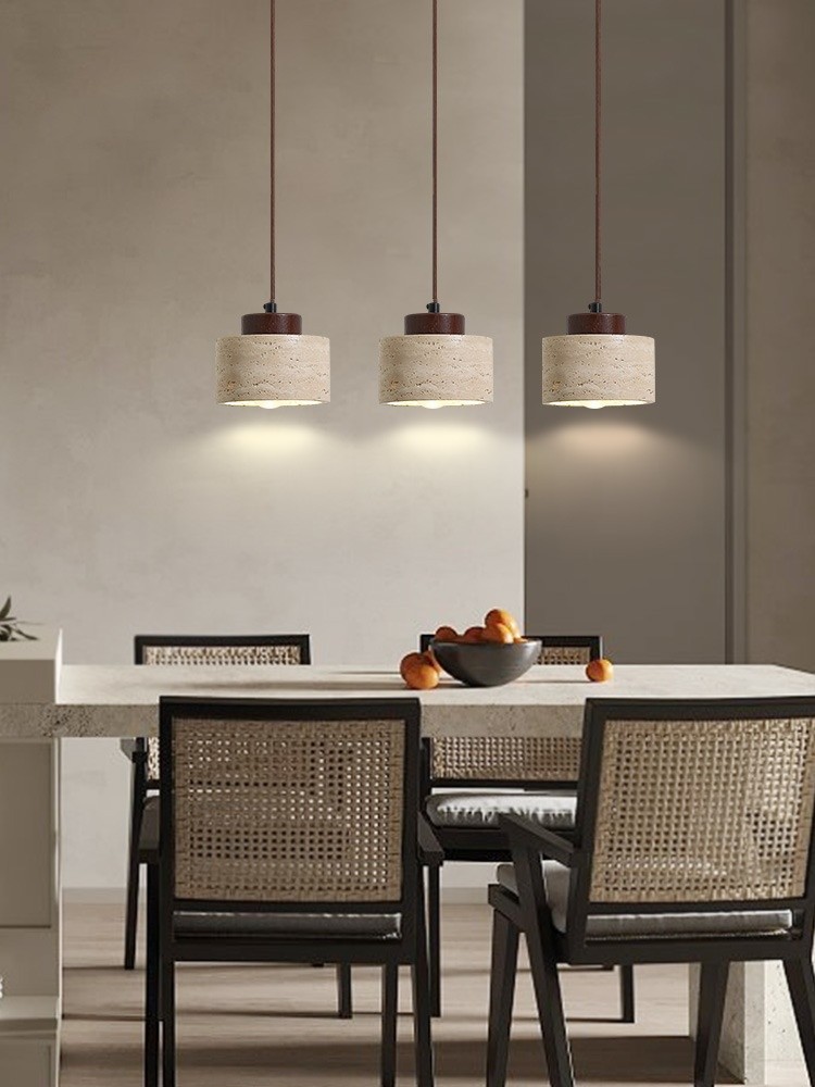 Japanse Stijl Kroonluchter Steen Hanglamp Travertijn Ophanging Plafond Led Hanglamp Kithcen Island Living